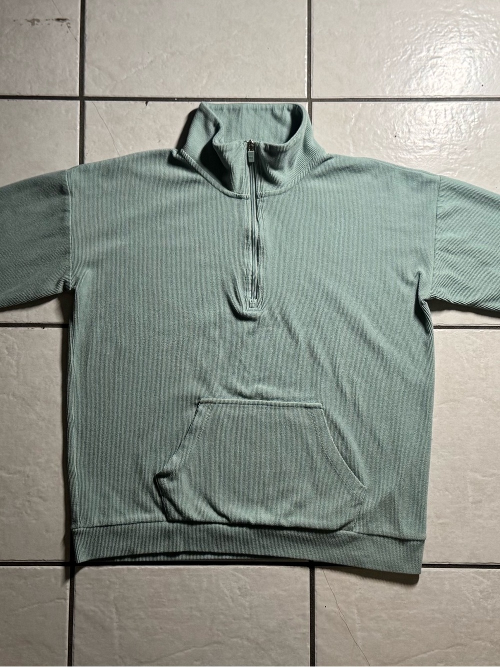 Half-Zip Pullover Sweatshirt in Mint Green